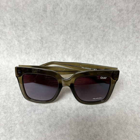 Quay Australia ICY Sunglasses - Green/ Brown Polarized Oversized Square - Picture 5 of 10